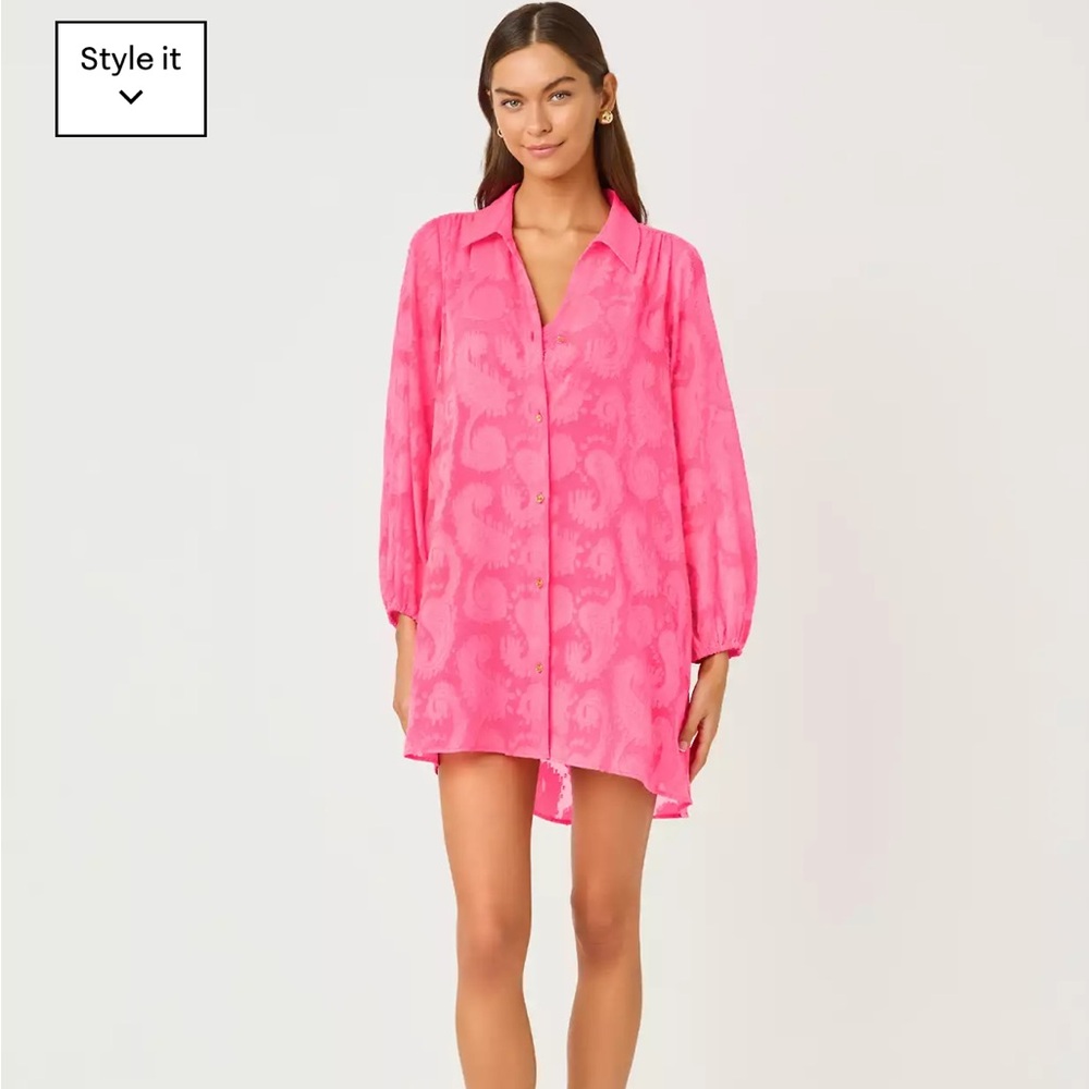 Lilly Pulitzer Women’s Shenzi Flounce Cover-Up Minidress Rousseau Pink Size S